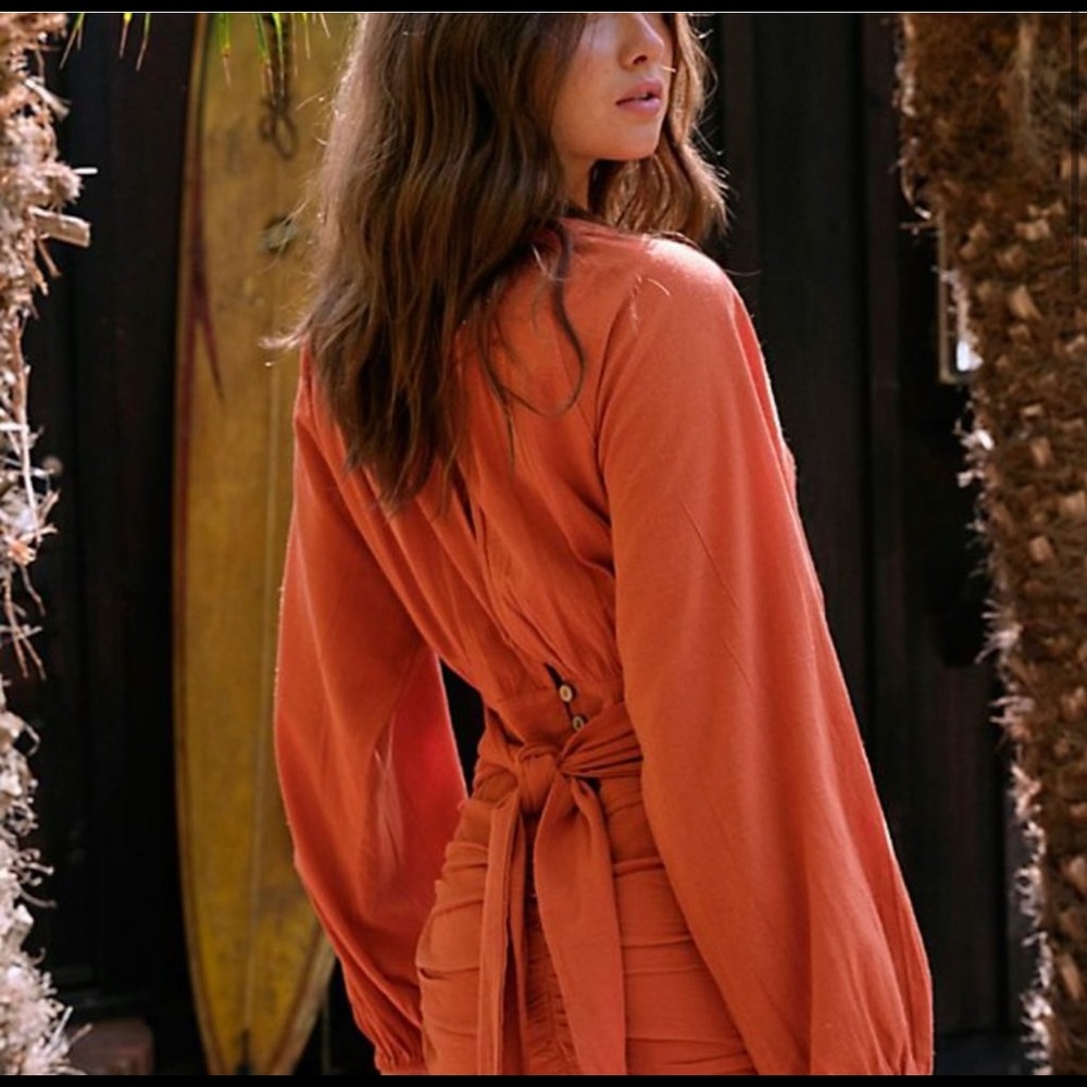Free People The Only One Mini Dress Tangelo Size Small - Picture 3 of 6